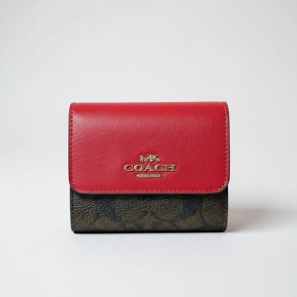 Coach Handbags - Coach Red and Brown Leather Bifold Wallet. Coach Dust Bag Included! EUC